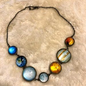 Bronze  and stone solar system necklace